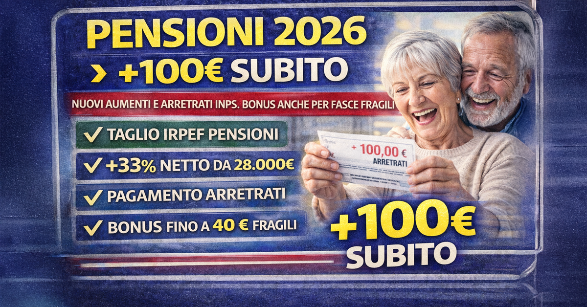 Pensioni 2026: aumenti da marzo, arretrati INPS e bonus per le fasce fragili. Ecco cosa cambia