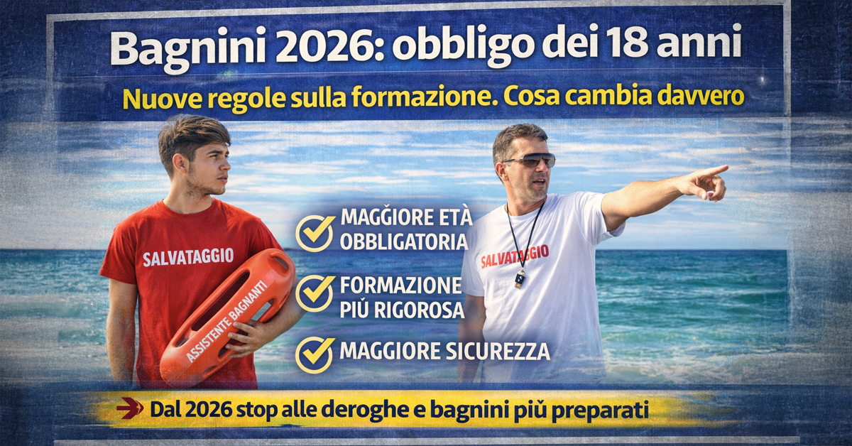 Bagnini 2026: obbligo dei 18 anni e nuove regole sulla formazione. Cosa cambia davvero