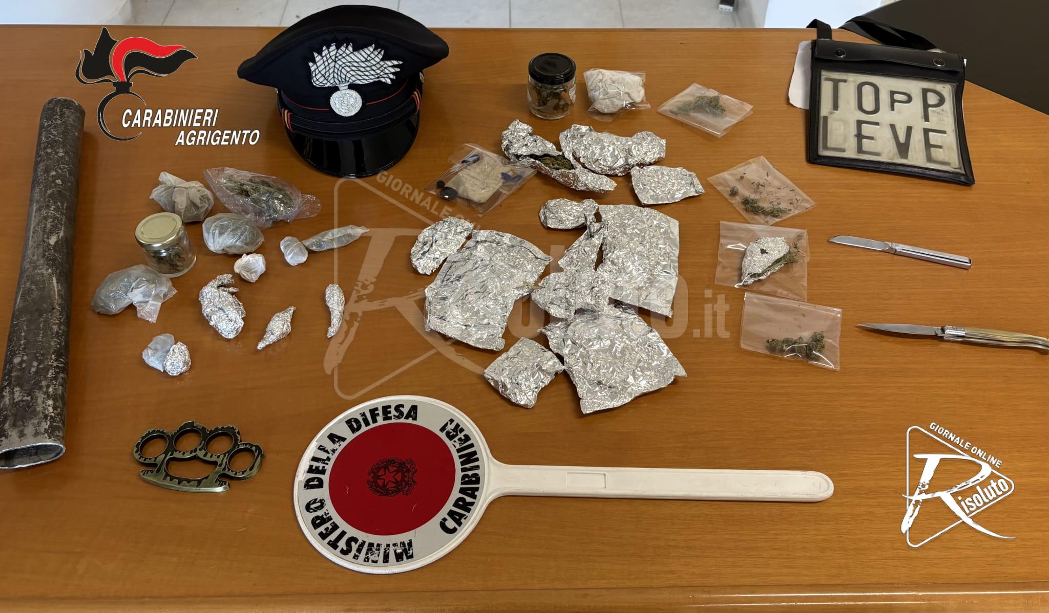 Canicattì, controlli dei carabinieri: tre denunce e sequestro di armi e droga