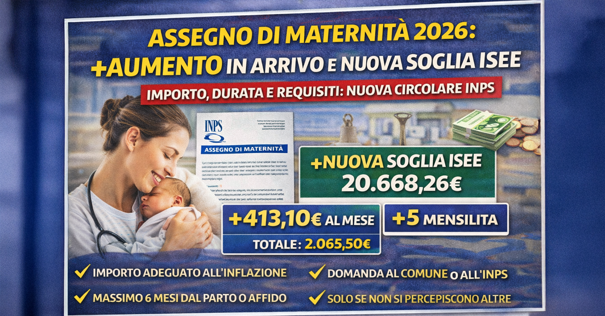 Assegno di maternità 2026: importo aggiornato, requisiti e nuova soglia ISEE secondo INPS