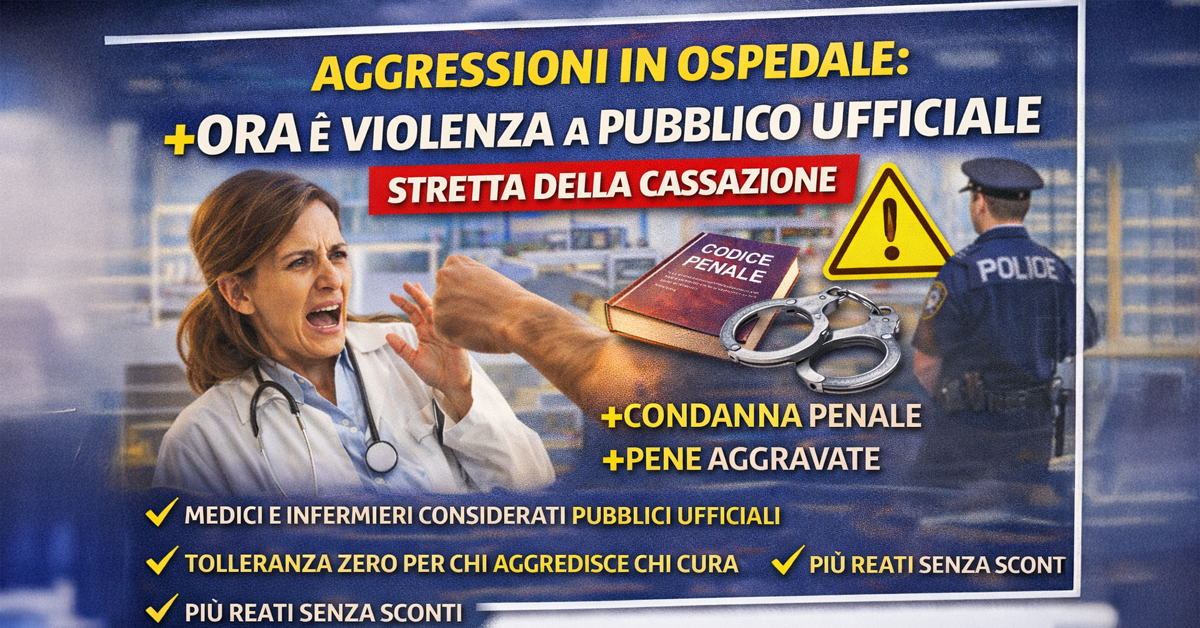 Aggressioni in ospedale: ora è violenza a pubblico ufficiale, stretta della Cassazione