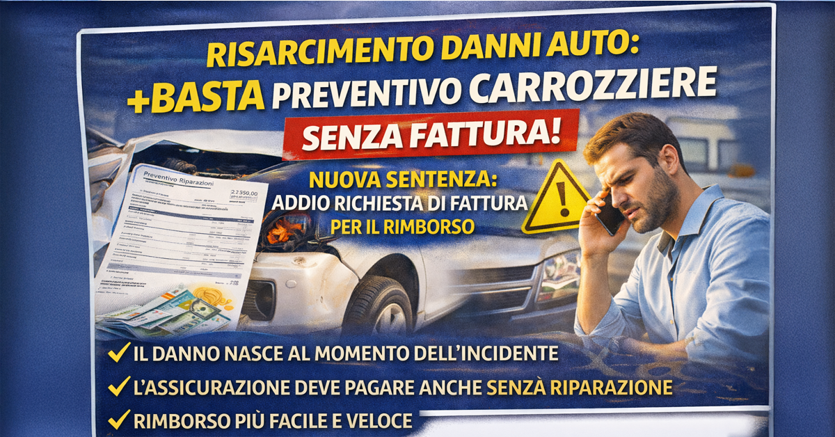 Assicurazione auto: basta il preventivo del carrozziere per il risarcimento, non serve più la fattura