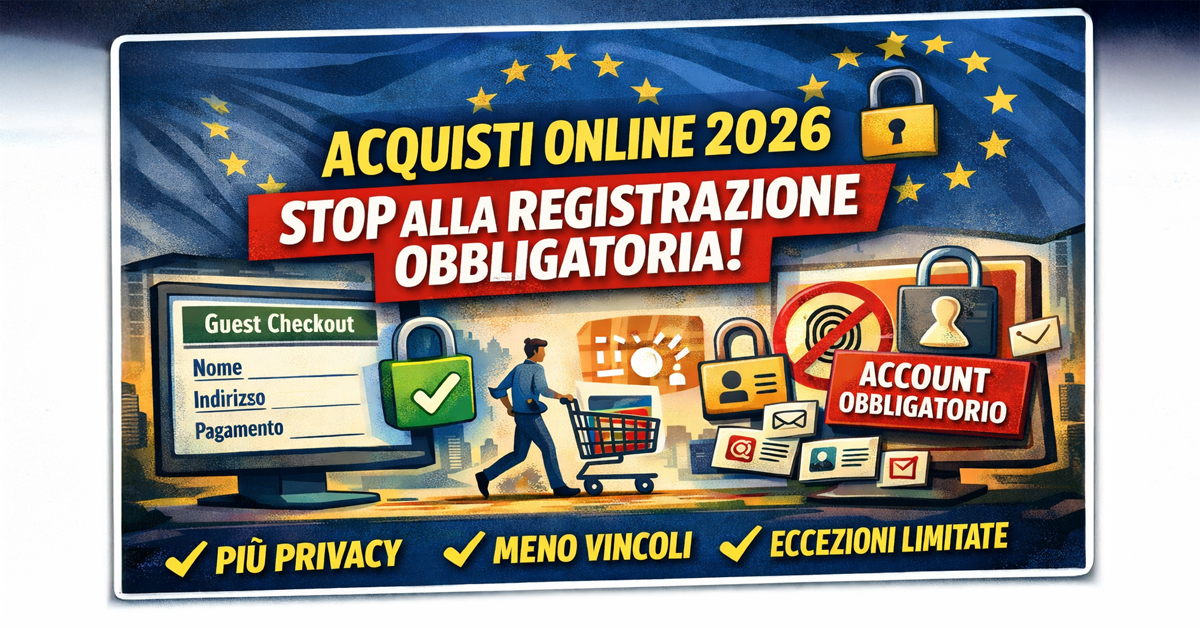 Acquisti online, stop alla registrazione obbligatoria: quando il sito non può imporla (e le eccezioni GDPR)