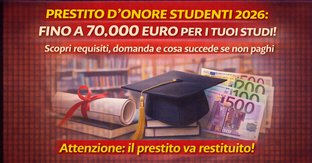 Prestito d’onore studenti 2026: fino a 70.000 euro per studiare, ecco requisiti, domanda e cosa succede se non paghi