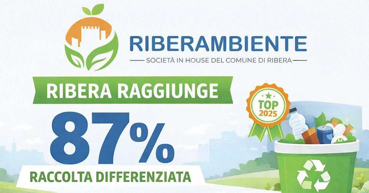 Ribera raggiunge l’87% di raccolta differenziata