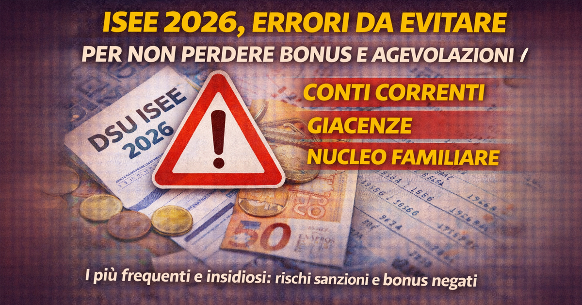 ISEE 2026, errori da evitare per non perdere bonus e agevolazioni: conti correnti, giacenze e nucleo familiare