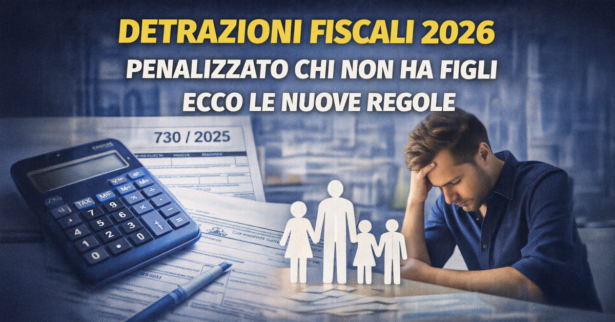 Detrazioni fiscali 2026, cambia tutto: meno sconti senza figli e nuovi limiti per i redditi alti