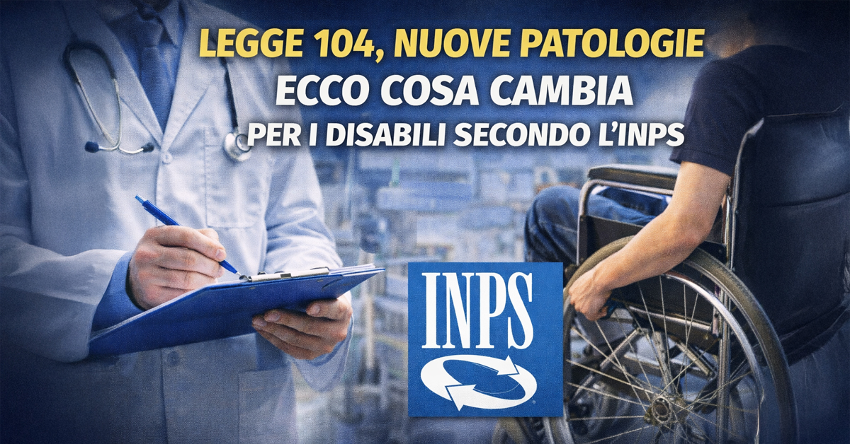 Legge 104, nuove patologie riconosciute e iter rivisto: cosa cambia per i disabili dal 2026 secondo l’INPS