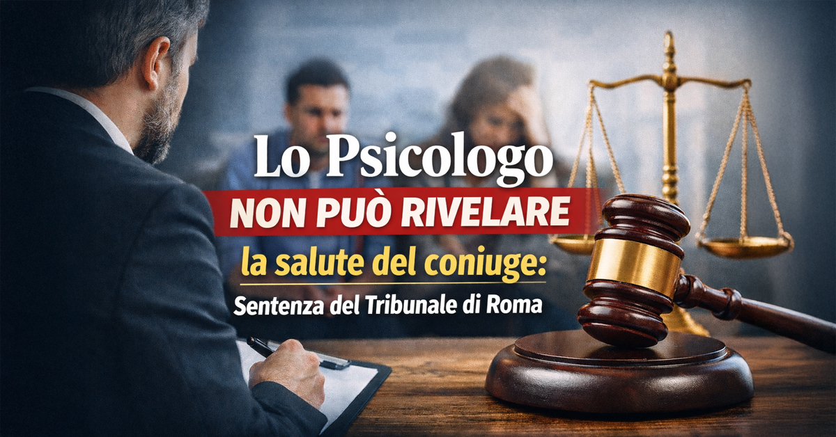 Psicologo: vietato rivelare al coniuge la salute del paziente. Il Tribunale di Roma ribadisce il segreto professionale assoluto