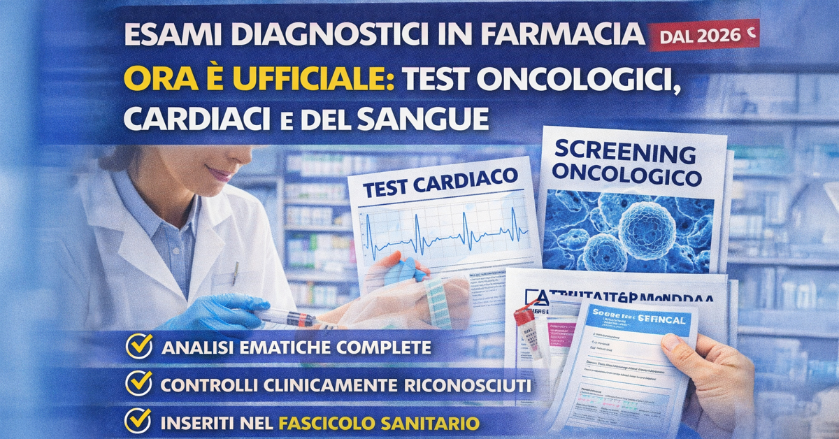 Esami diagnostici in farmacia, ora è ufficiale: test oncologici, cardiaci e analisi del sangue senza file
