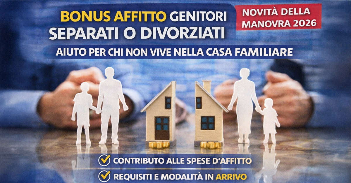 Bonus affitto genitori separati o divorziati: arriva l’aiuto per chi non vive nella casa familiare