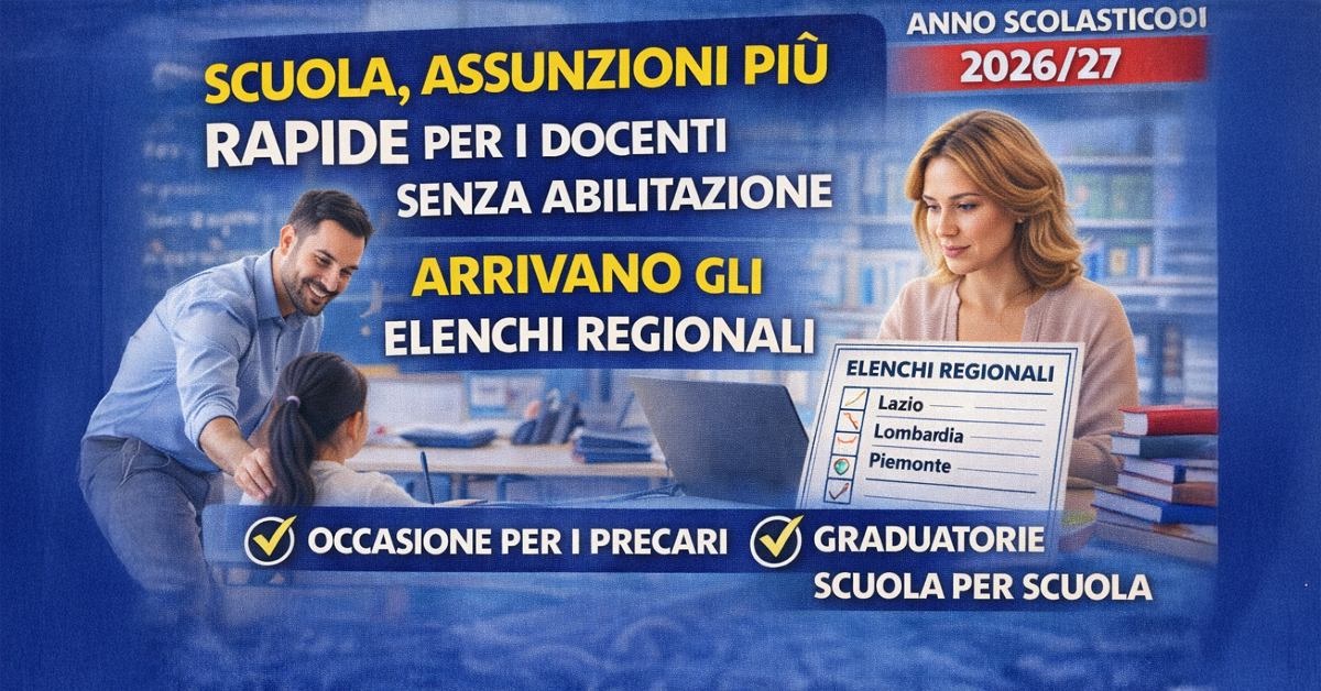 Scuola, assunzioni più rapide per i docenti anche senza abilitazione: arrivano gli elenchi regionali