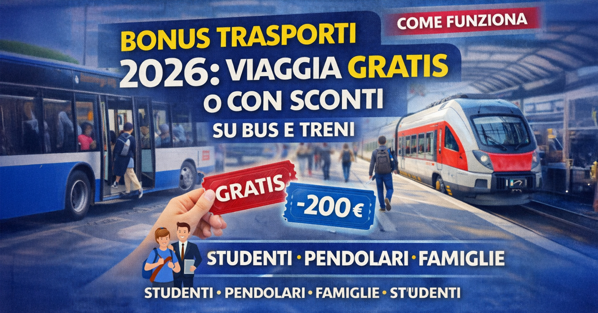 Bonus trasporti 2026: come viaggiare gratis o con forti sconti su bus e treni