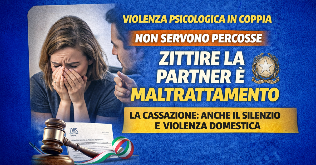 Impedire alla compagna di parlare è maltrattamento: la Cassazione chiarisce che la violenza non è solo fisica