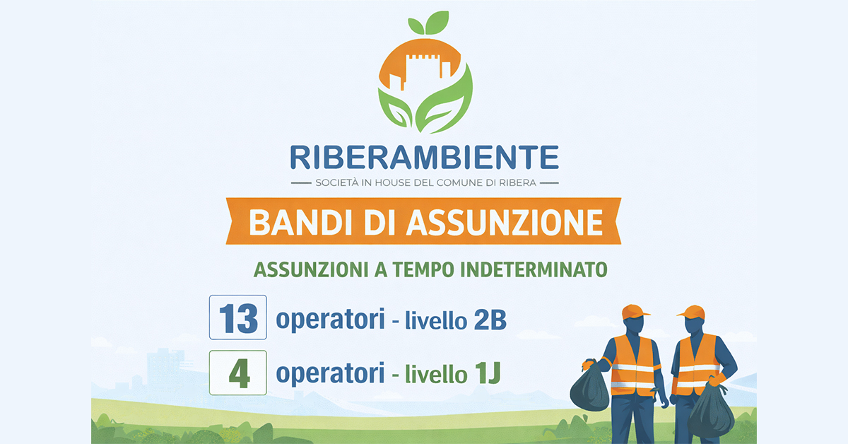 Igiene urbana e raccolta rifiuti, bando di Riberambiente per 17 posti a tempo indeterminato