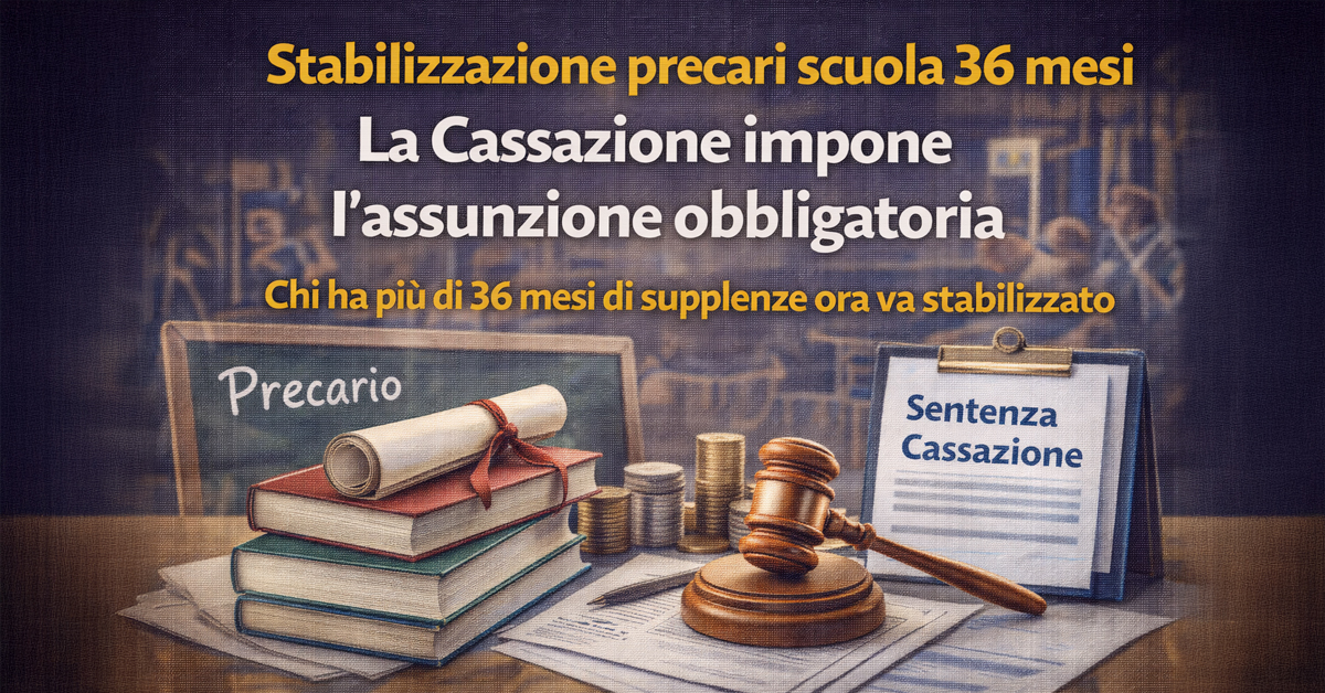Scuola, precari oltre 36 mesi: arriva la stabilizzazione obbligatoria. Cosa dice la nuova sentenza della Cassazione