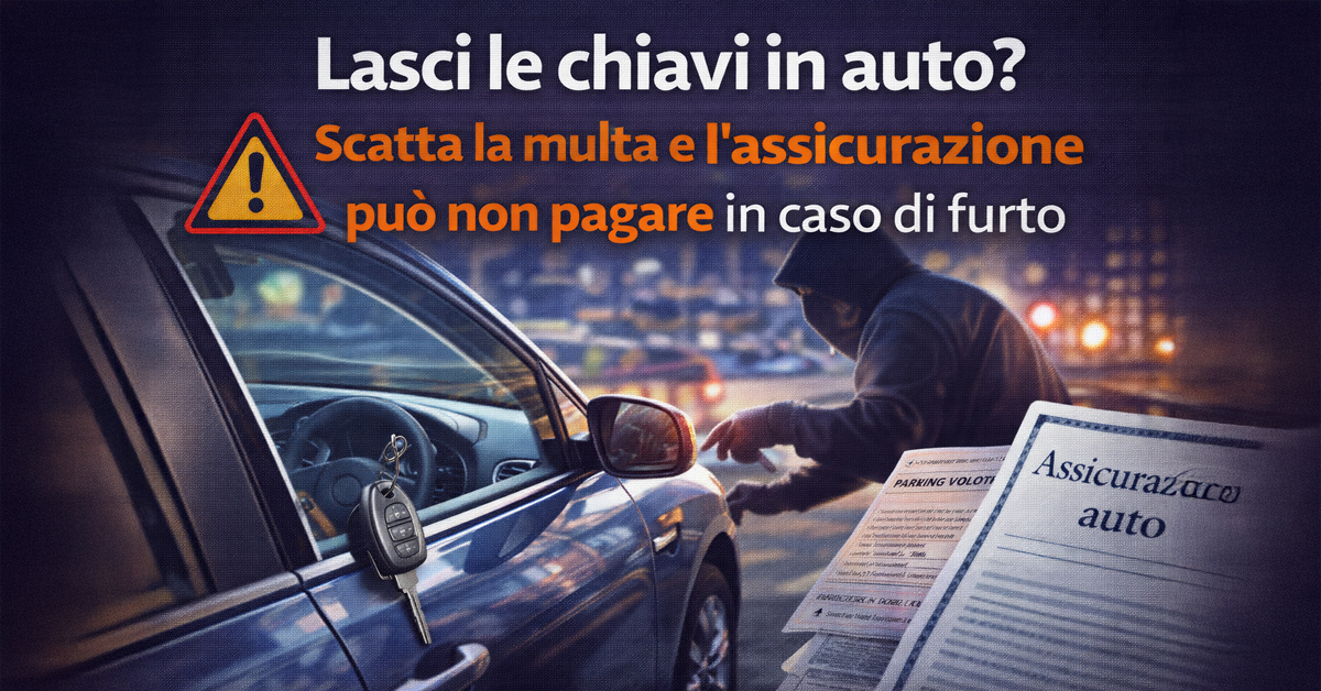 Codice della Strada: multa e niente assicurazione se lasci le chiavi in auto. Cosa rischi davvero