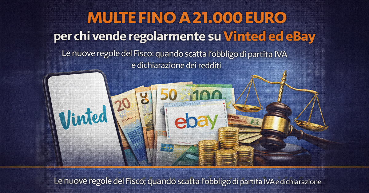 Agenzia delle Entrate, multe fino a 21.000 euro per chi vende abitualmente su Vinted ed eBay: ecco quando scatta l’obbligo fiscale