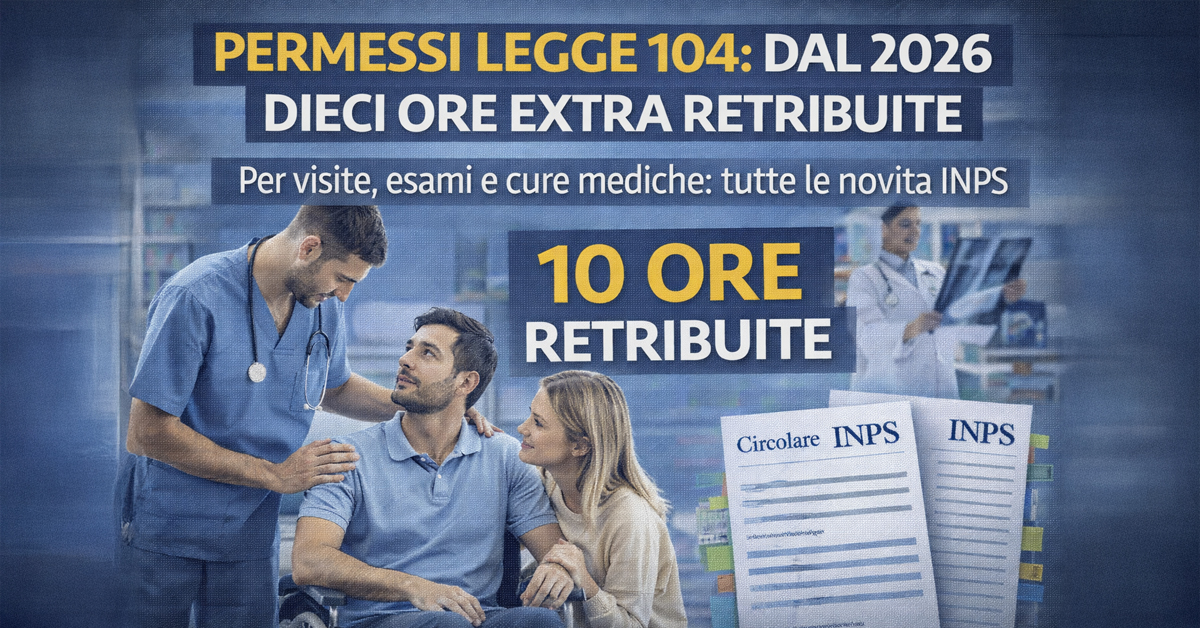 Legge 104, dal 2026 arrivano 10 ore di permesso extra retribuito per visite ed esami: cosa prevede la nuova circolare INPS