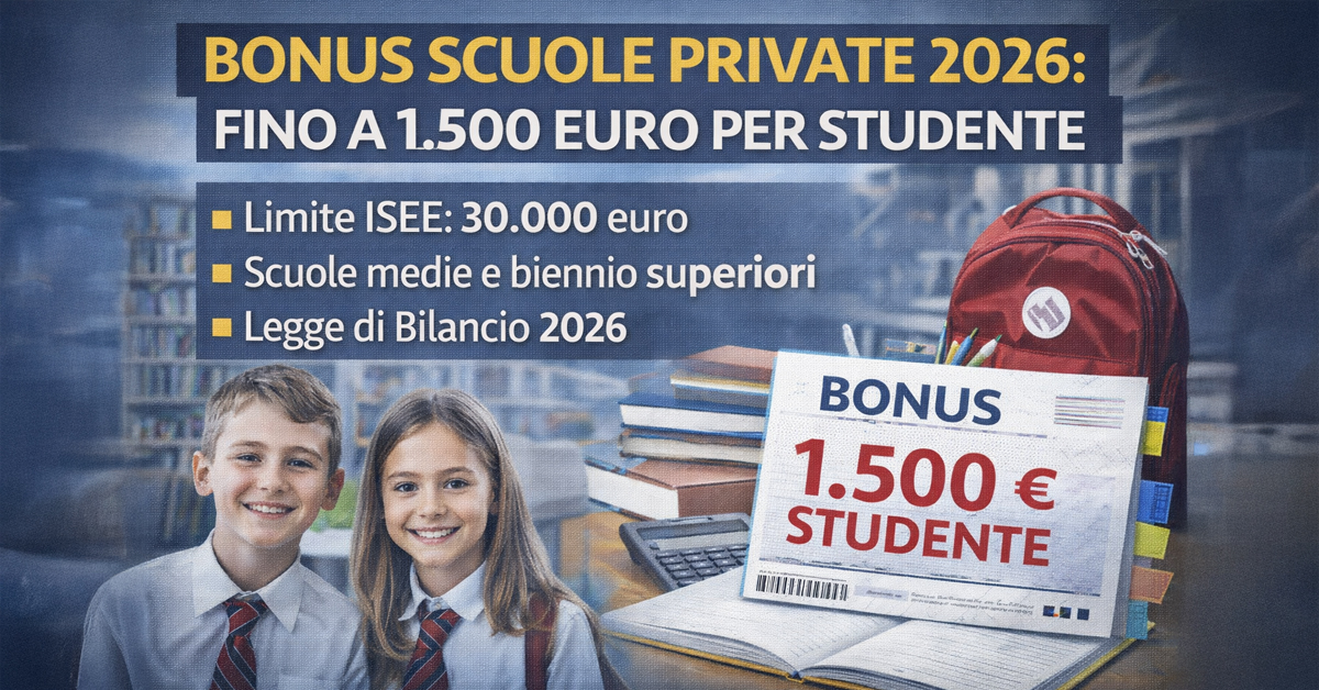 Bonus scuole private 2026, fino a 1.500 euro per studente: requisiti ISEE, limiti e novità
