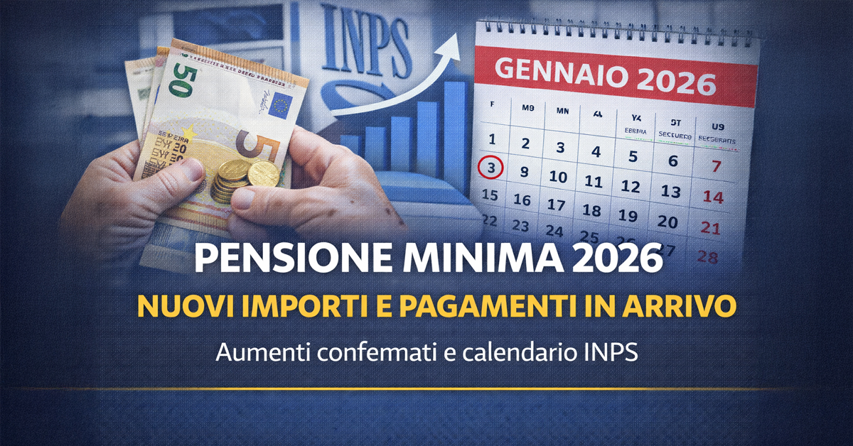 Pensione minima 2026, aumenti confermati: nuovi importi, rivalutazione e calendario dei pagamenti INPS