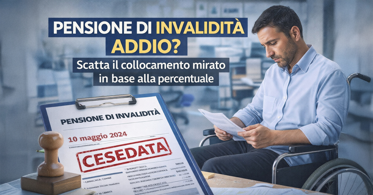 Addio pensione di invalidità? Quando scatta il collocamento mirato in base alla percentuale riconosciuta
