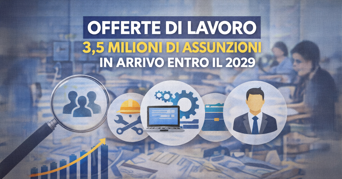 Offerte di lavoro, in arrivo 3,5 milioni di assunzioni entro il 2029: ecco i settori e i profili più richiesti