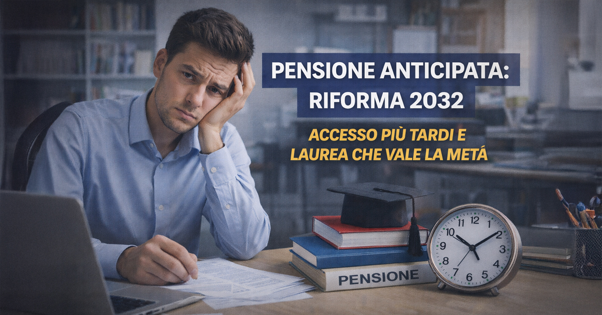 Pensione anticipata, nuova riforma in arrivo: accesso più tardi e riscatto laurea dimezzato
