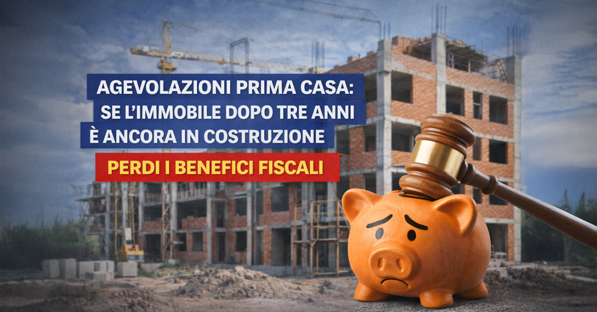 Agevolazioni prima casa: se l’immobile dopo tre anni è ancora in costruzione perdi i benefici fiscali