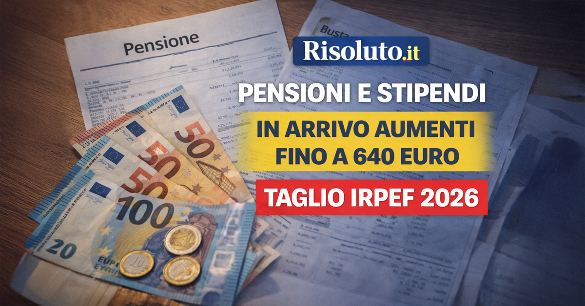 Pensioni e stipendi, in arrivo aumenti fino a 640 euro con il nuovo taglio dell’Irpef: tutte le novità per il 2026