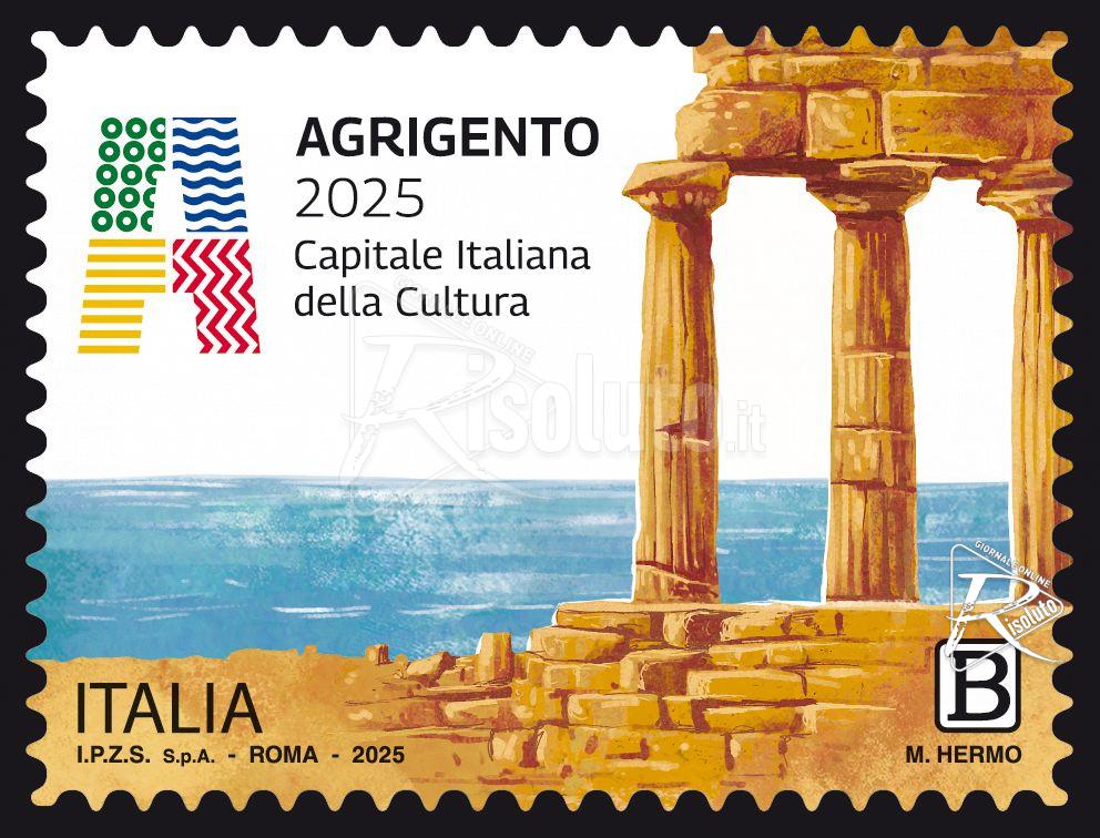 Francobollo Agrigento 2025 dedicato alla Capitale della Cultura