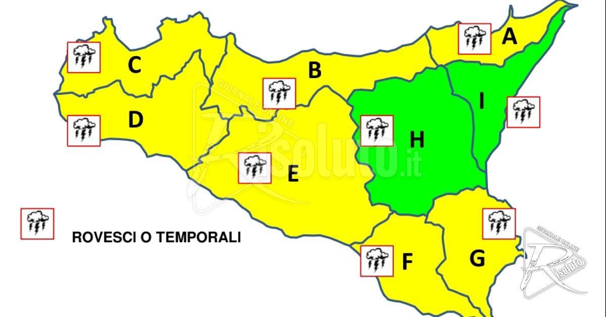 Allerta meteo gialla in Sicilia, rovesci in arrivo