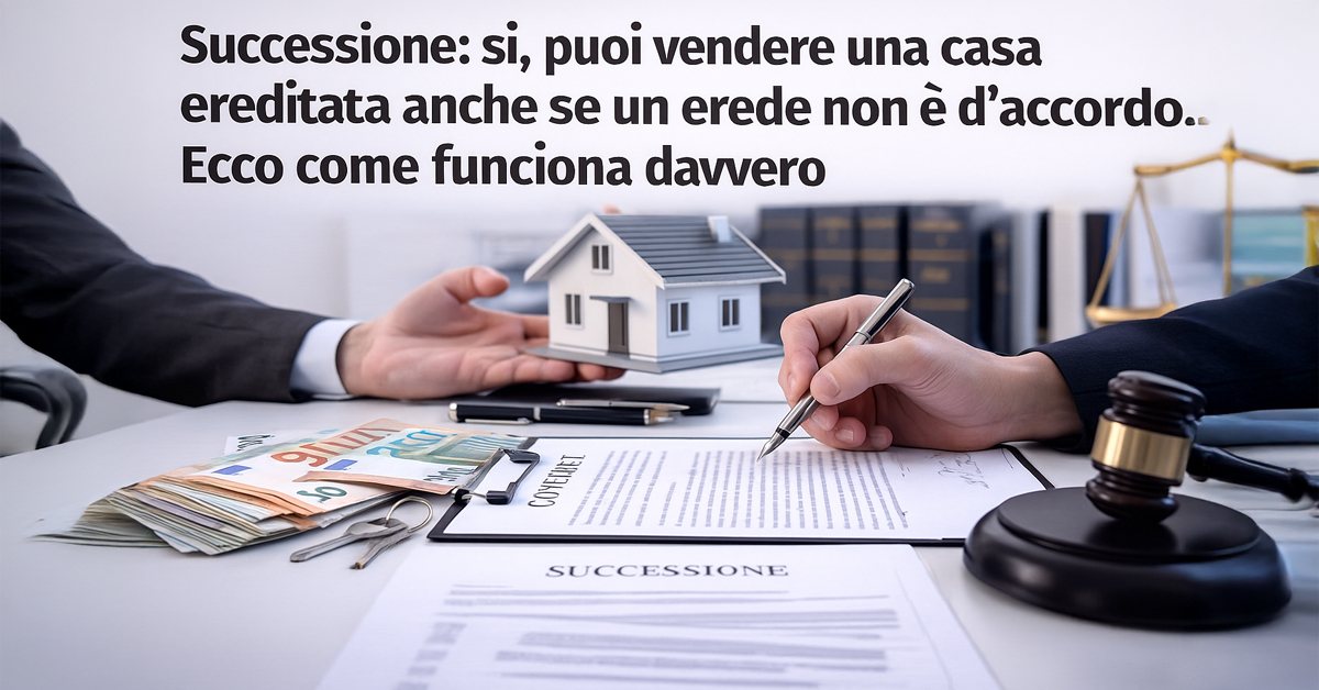Successione: sì, puoi vendere una casa ereditata anche se un erede non è d’accordo. Ecco come funziona davvero
