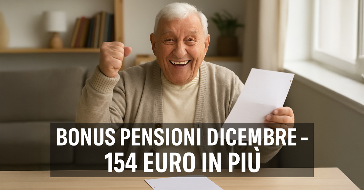 Pensioni, in arrivo un bonus extra da 154 euro a dicembre: ecco chi lo riceverà e cosa bisogna sapere