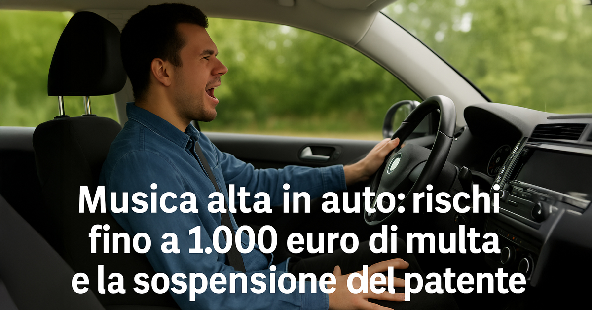 Codice della Strada: musica alta in auto, scatta la multa e la sospensione della patente anche con i finestrini chiusi