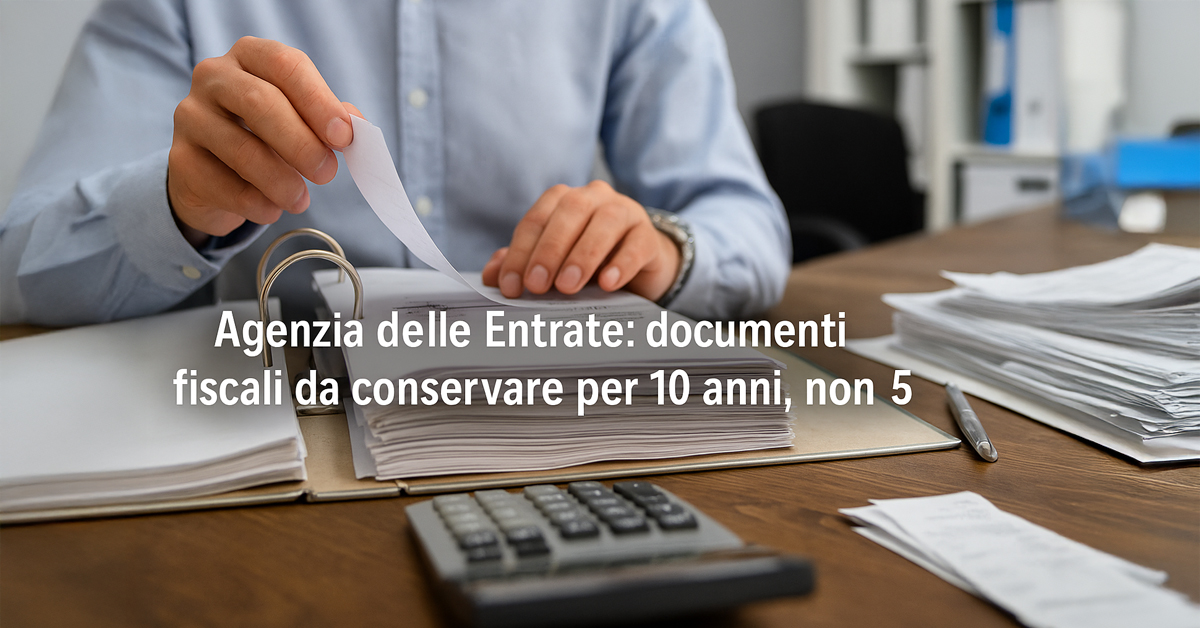 Agenzia delle Entrate: documenti fiscali da conservare per 10 anni, non 5. Ecco perché è importante farlo
