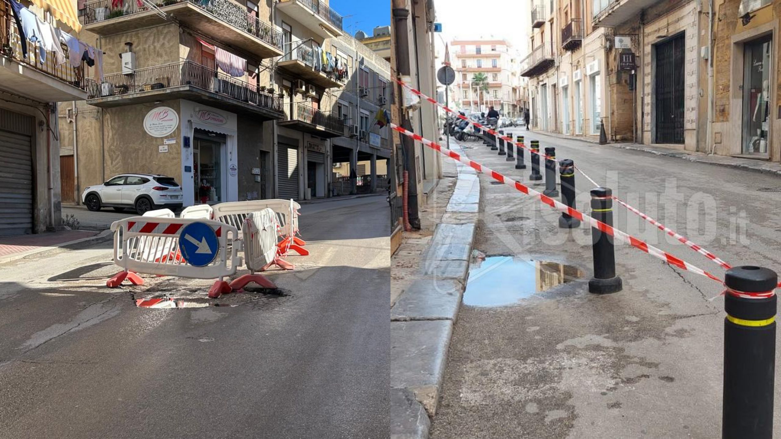 Transenne e buche in via Giotto e via Licata a Sciacca, Santangelo: “Situazione pericolosa”