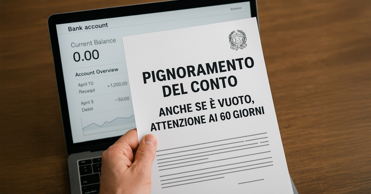 Pignoramento del conto corrente, anche se è vuoto non sei al sicuro: la Cassazione chiarisce l’insidia dei 60 giorni