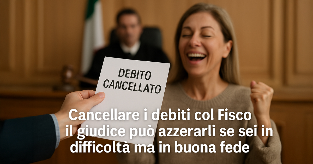 Cancellare i debiti con il Fisco: se sei in difficoltà economica ma in buona fede, il giudice può azzerarli