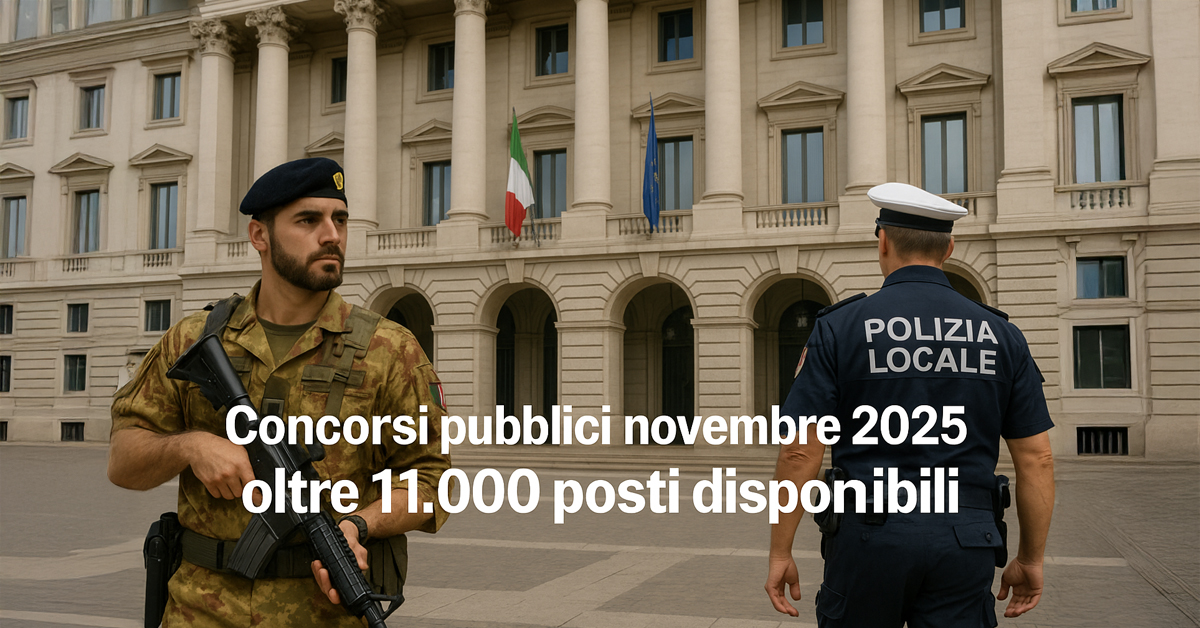Concorsi pubblici novembre 2025: oltre 11.000 posti tra ministeri, enti locali e forze armate — come partecipare